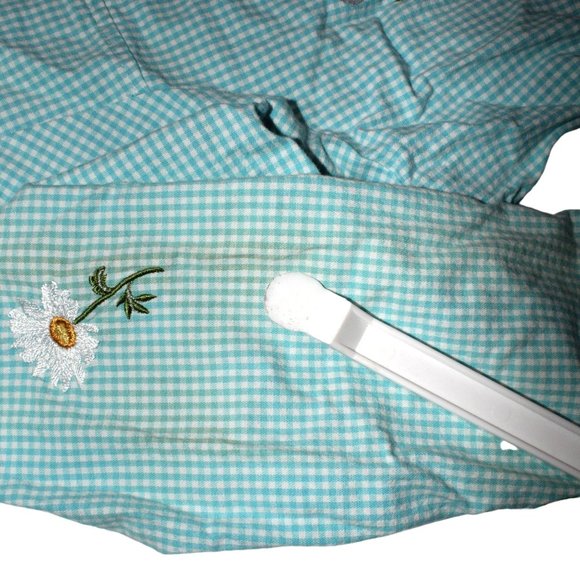 VTG Womens Sz 2X Quacker Factory Blue Gingham Embroidered Floral Daisies Jacket - Picture 10 of 10